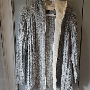 Cozy Gray Cable Knit Cardigan